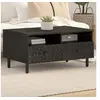 Image de Table Basse, Table d'Appoint avec Pieds et Porte, Bout de Canapé avec Rangement, Meuble de Salon, Moderne, Noir Bois 356832