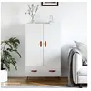 Image de Buffet haut blanc brillant 69,5x31x115 cm bois d ingénierie