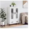 Image de Buffet Haut, Armoire de Rangement avec Pieds, Meuble de Rangement, Organisateur Salon Salle de Séjour, Moderne, Blanc Bois d'Ingénierie
