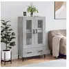 Image de Buffet Haut, Armoire de Rangement avec Pieds, Meuble de Rangement, Organisateur Salon Salle de Séjour, Moderne, Gris Béton Bois d'Ingénierie