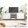Image de Meuble TV, Armoire de Télévision avec 4 Compartiments, Meuble Télé avec Pieds Salle de Séjour, Moderne, Blanc Bois d'Ingénierie 829076