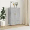 Image de Buffet haut gris béton 69,5x31x115 cm bois d'ingénierie830304