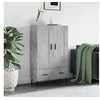 Image de Buffet Haut, Armoire Latérale, Meuble avec Rangement, Organisateur de Salon Salle de Séjour, Moderne, Gris Béton Bois d'Ingénierie 830344