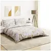 Image de Ensemble de housse de couette blanc et marron 240x220 cm Coton