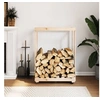 Image de Porte bûches avec roulettes 76,5x40x108 cm bois massif de pin