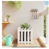 Image de Jardinière avec design de clôture blanc 50x50x50 cm pin massif 832453