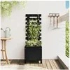 Image de Jardinière avec support noir 39x39,5x114 cm bois de pin massif