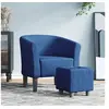 Image de Kuipstoel met voetenbank tissu bleu