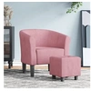 Image de Kuipstoel met voetenbank velours roze