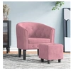 Image de Fauteuil avec repose pied rose velours