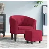 Image de Fauteuil avec repose pied rouge bordeaux velours