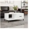 Image de Table basse Blanc brillant 90x50x40 cm Bois d ingénierie