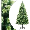 Image de Sapin de Noël Artificiel à Charnières avec Support, Arbre de Noël, Décoration de Vacances Fête Intérieur Extérieur, Moderne, 210 cm