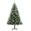 Image de Sapin de Noël Artificiel à Charnières avec Neige Floquée, Arbre de Noël avec Support, Décoration de Fête Intérieur Extérieur, Moderne, 150 cm