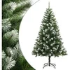Image de Sapin de Noël Artificiel à Charnières avec Neige Floquée, Arbre de Noël avec Support, Décoration de Fête Intérieur Extérieur, Moderne, 210 cm
