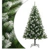 Image de Sapin de Noël Artificiel à Charnières avec Neige Floquée, Arbre de Noël avec Support, Décoration de Fête Intérieur Extérieur, Moderne, 240 cm