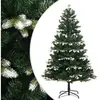 Image de Sapin de Noël Artificiel à Charnières avec Neige Floquée, Arbre de Noël avec Pointes, Décoration de Fête Intérieur Extérieur, Moderne, 210 cm