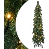 Image de Arbre de Noël Artificiel Pré-éclairé avec 60 LED, Sapin de Noël avec Support, Décoration de Vacances, Ornement de Fête Intérieur Extérieur, 120 cm