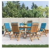 Image de Lot de 6 chaise en teck pliable H. 93 cm exterieur bleu