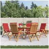 Image de Lot de 6 chaise en teck pliable H. 104 cm exterieur rouge