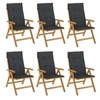 Image de Lot de 6 chaise en teck pliable exterieur H. 104 cm noir