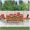 Image de Lot de 8 chaise en teck pliable exterieur H. 104 cm rouge