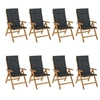 Image de Lot de 8 chaise exterieur pliable en teck H. 104 cm noir