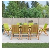 Image de Lot de 8 chaise exterieur pliable en teck H. 104 cm vert