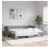 Image de Lit de jour avec lit gigogne gris clair 90x200 cm tissu 3196578
