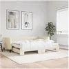 Image de Lit de jour avec gigogne et matelas crème 90x200 cm tissu 3196600