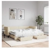 Image de Lit de jour avec gigogne et tiroirs crème 80x200 cm tissu 3196613