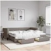 Image de Lit de jour avec gigogne et tiroirs taupe 90x200 cm tissu 3196617
