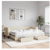 Image de Lit de jour avec gigogne et tiroirs crï¿½me 80x200 cm tissu 3196631