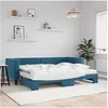 Image de Lit de jour avec lit gigogne et matelas bleu 80x200 cm velours 3196707