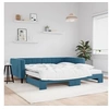 Image de Lit de jour avec lit gigogne et matelas bleu 100x200 cm velours 3196721