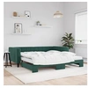 Image de Slaapbank onderschuifbed matrassen 100x200cm fluweeldonkergroen3196724
