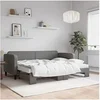 Image de Slaapbank onderschuifbed matrassen 80x200 cm stof donkergrijs3196830