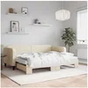 Image de Lit de jour avec gigogne et matelas crème 80x200 cm tissu 3196833