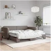Image de Slaapbank met onderschuifbed en matrassen 100x200 cm stof taupe3196842