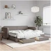 Image de Slaapbank met onderschuifbed en lades 90x200 cm stof taupe3196873