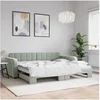 Image de Lit de jour avec lit gigogne gris clair 90x200 cm velours 3196929
