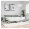 Image de Lit de jour avec gigogne et matelas gris clair 80x200cm velours 3196946