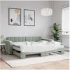 Image de Lit de jour avec gigogne et matelas gris clair 90x190cm velours 3196966