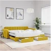Image de Slaapbank met onderschuifbed en lades 100x200 cm fluweel geel3197013