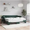 Image de Lit de jour avec gigogne et matelas vert foncé 80x200cm velours 3197082