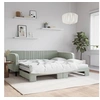 Image de Slaapbank onderschuifbed matrassen 100x200cm fluweel lichtgrijs3197094
