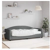 Image de Lit de jour avec matelas gris foncé 90x190 cm tissu 3197181