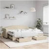 Image de Slaapbank met onderschuifbed en lades 80x200 cm stof cràmekleur3197241