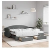 Image de Lit de jour avec gigogne et tiroirs gris foncé 90x190 cm tissu 3197253