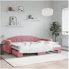 Image de Slaapbank met onderschuifbed 80x200 cm fluweel roze3197297